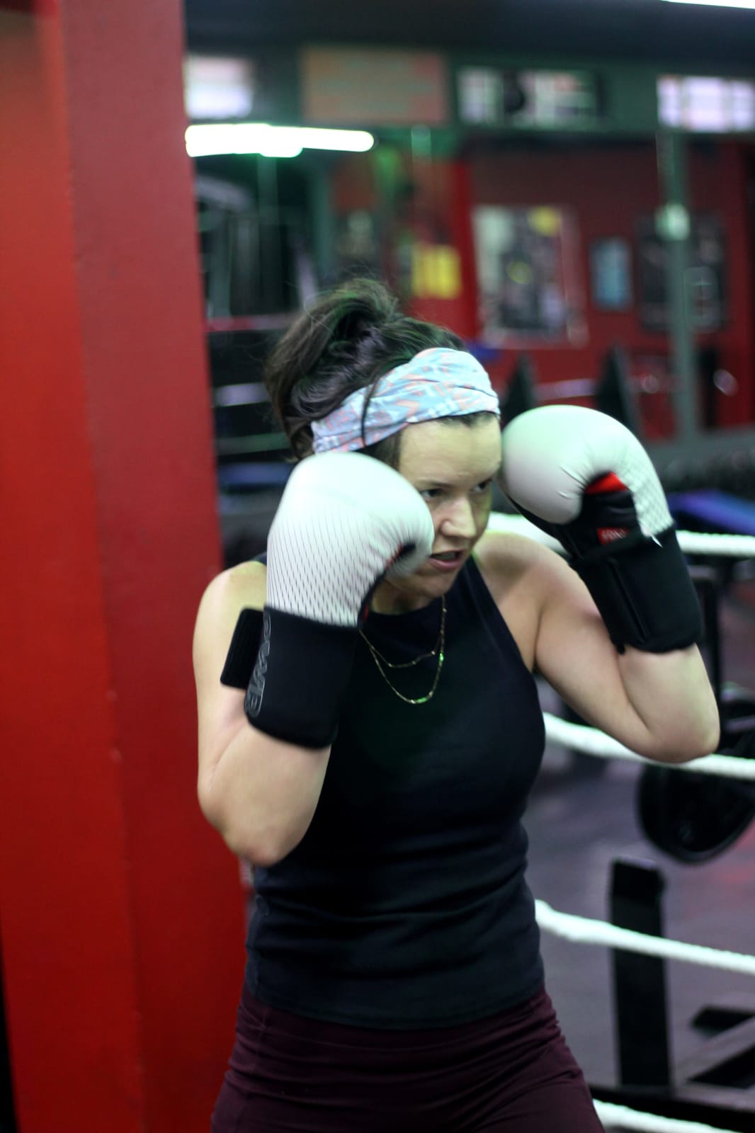 Boxing training in action